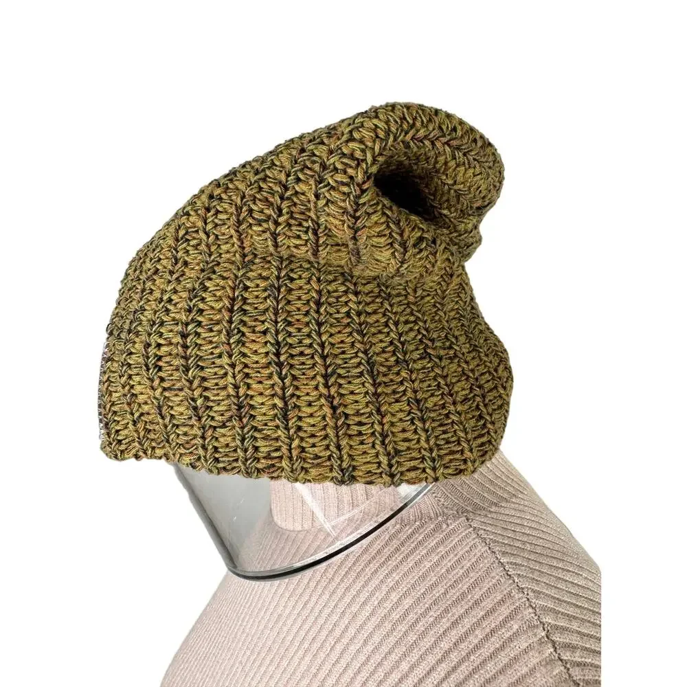 Love Your Melon Green Brown Winter Beanie Hat Cotton Cuffed Knit Regular Fit